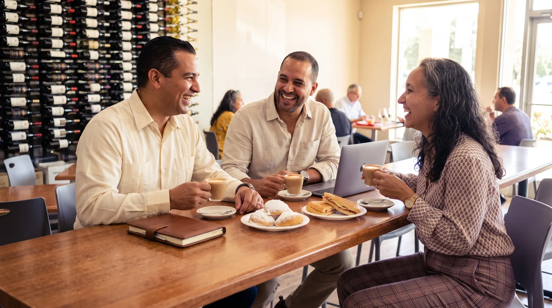 Profesionales reunidos con café