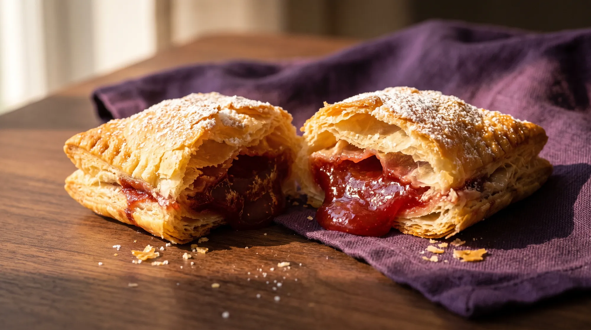 Pastelillo de guayaba partido a la mitad